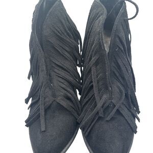 Coconuts by Matisse Lombard Black Fringe Ankle Booties Size 9.5